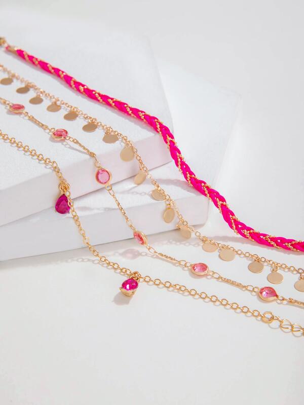 6601 1b-063 Set 4 piezas Pulsera tobillera con diseño de disco