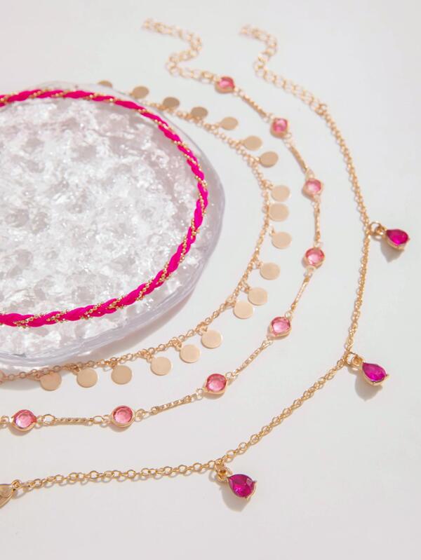 6601 1b-063 Set 4 piezas Pulsera tobillera con diseño de disco