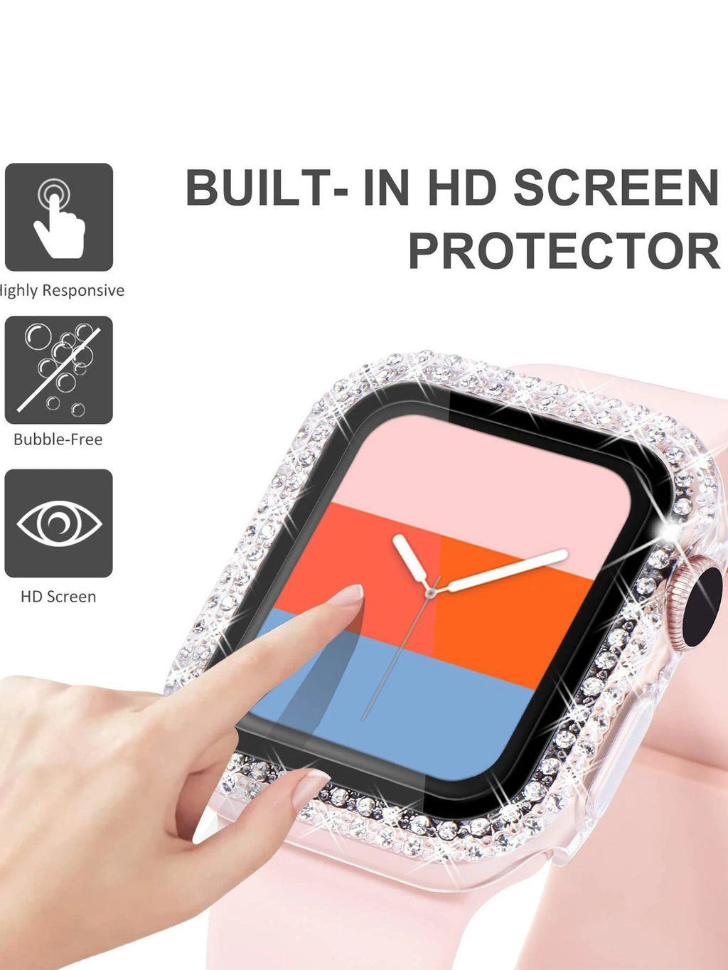 10691 2t-342 Funda compatible con Apple Watch con diseño de diamante de imitación