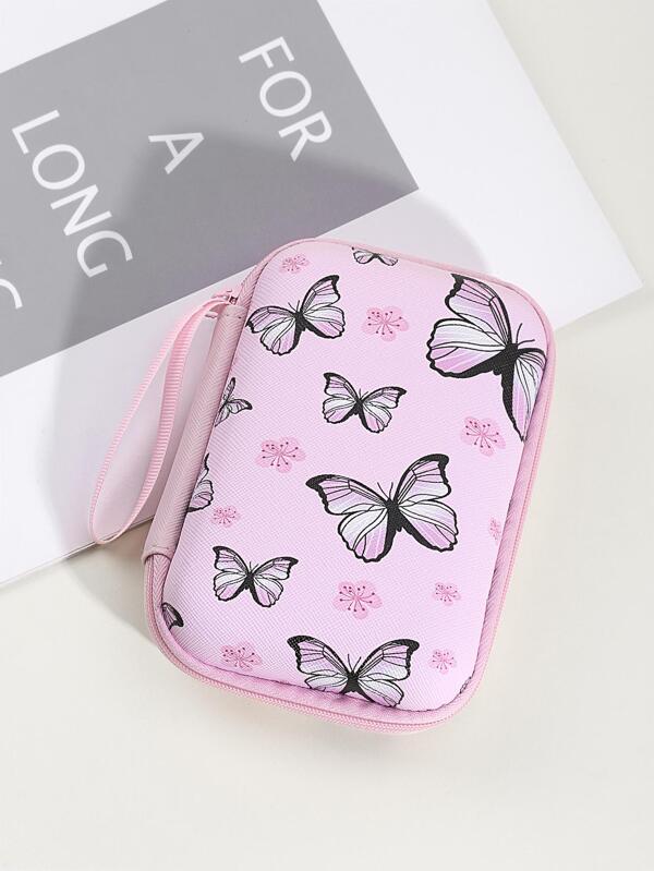 7819 a08-08 Set 6 piezas con estampado de mariposa Cubierta de la cabeza del cargador & espiral Protector de cable de dato & Bolsa de almacenaje Set compatible con manzana Cargador