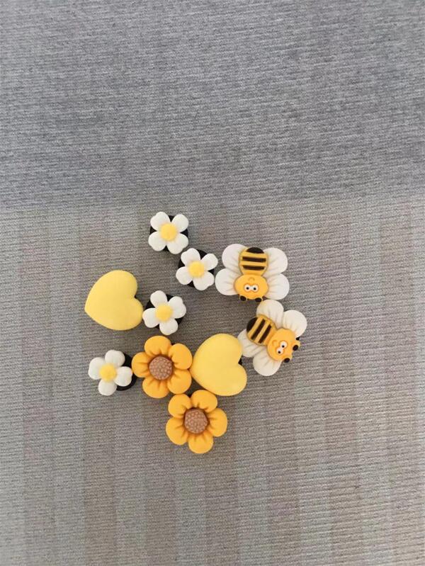 6736 a09-07 Set 10 piezas flor & diseño de abeja Decoraciones de zapatos