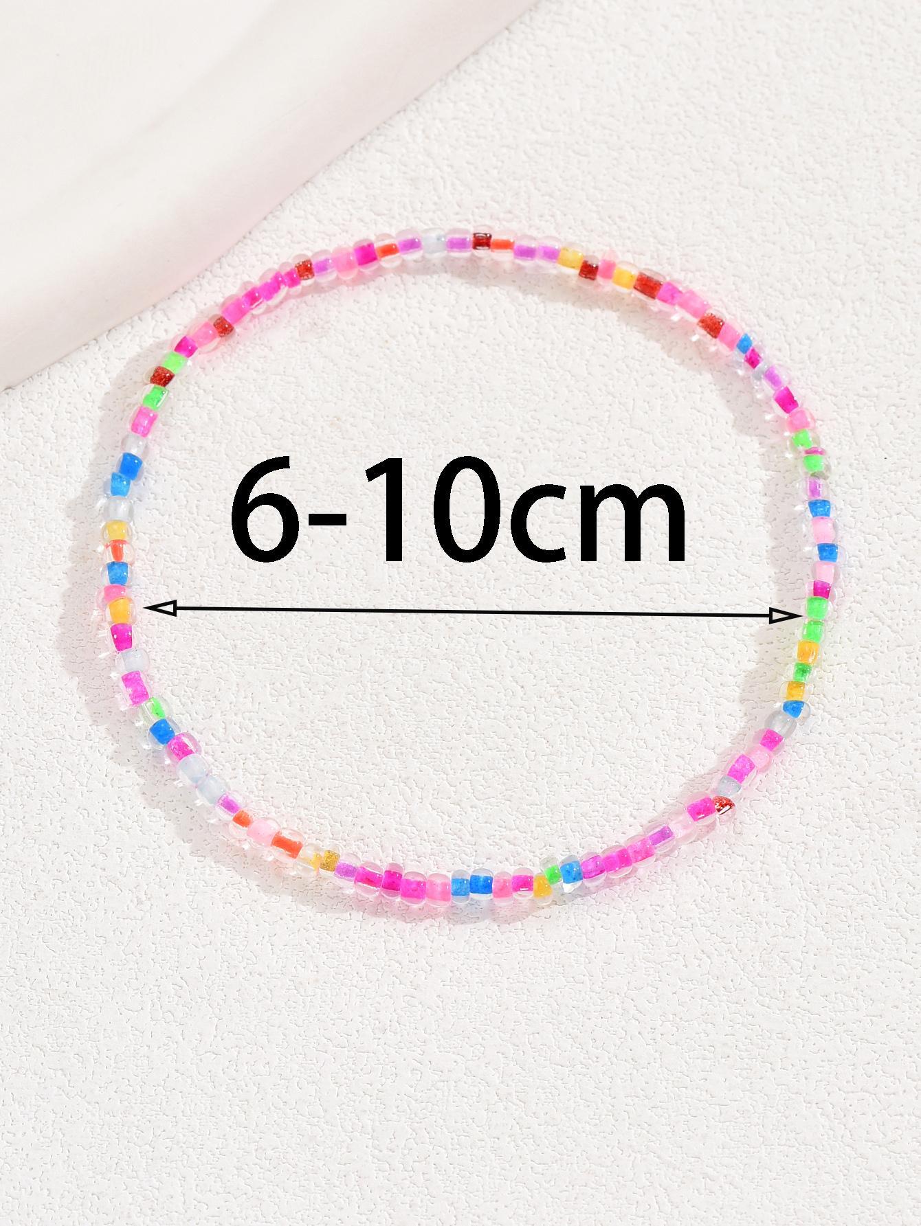 5687 1b-058 Set 5 piezas Tobillera elástica con cuentas para mujer