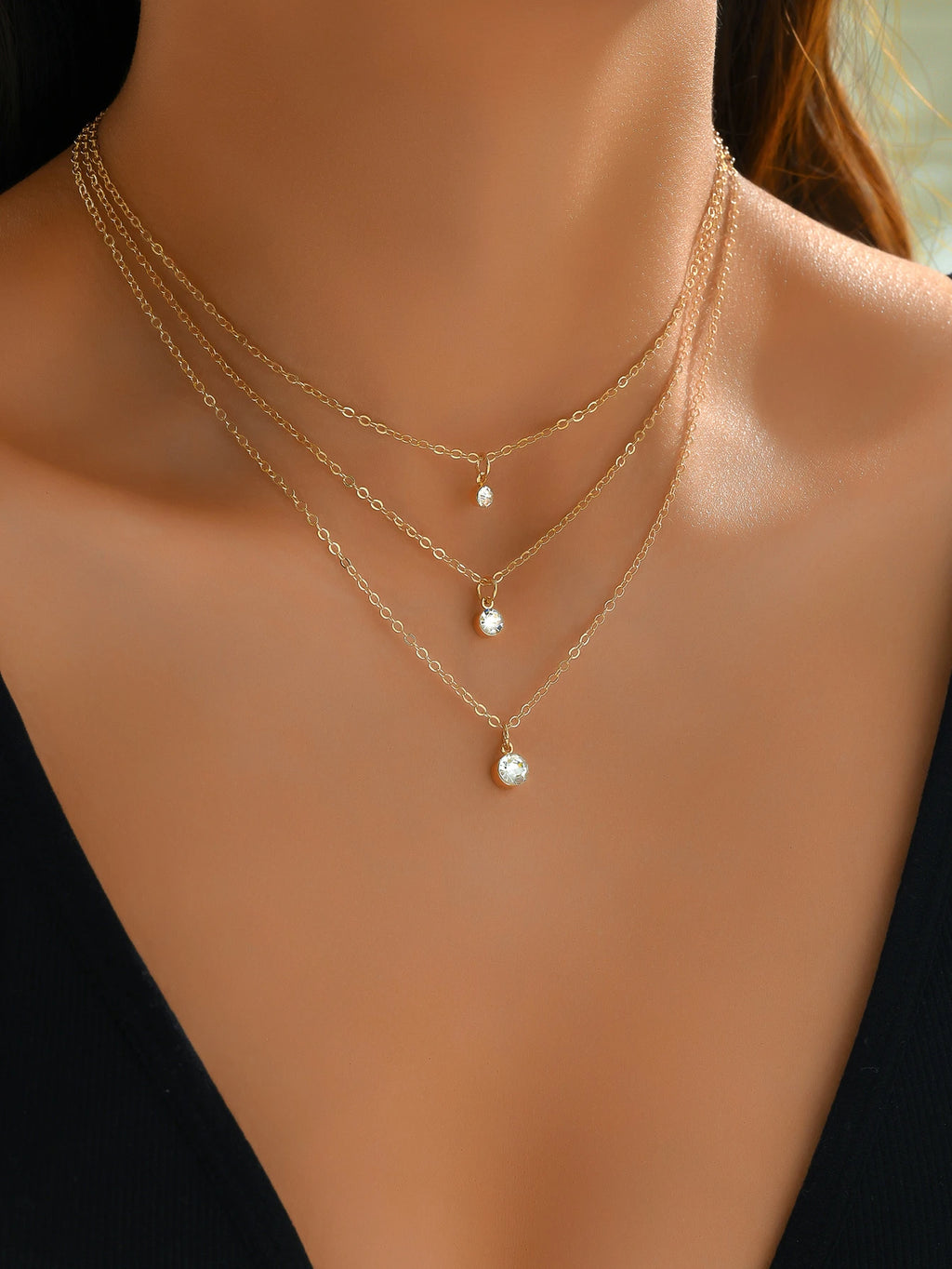 16388 1b-076 Collar multicapas con diamante 1 Pza