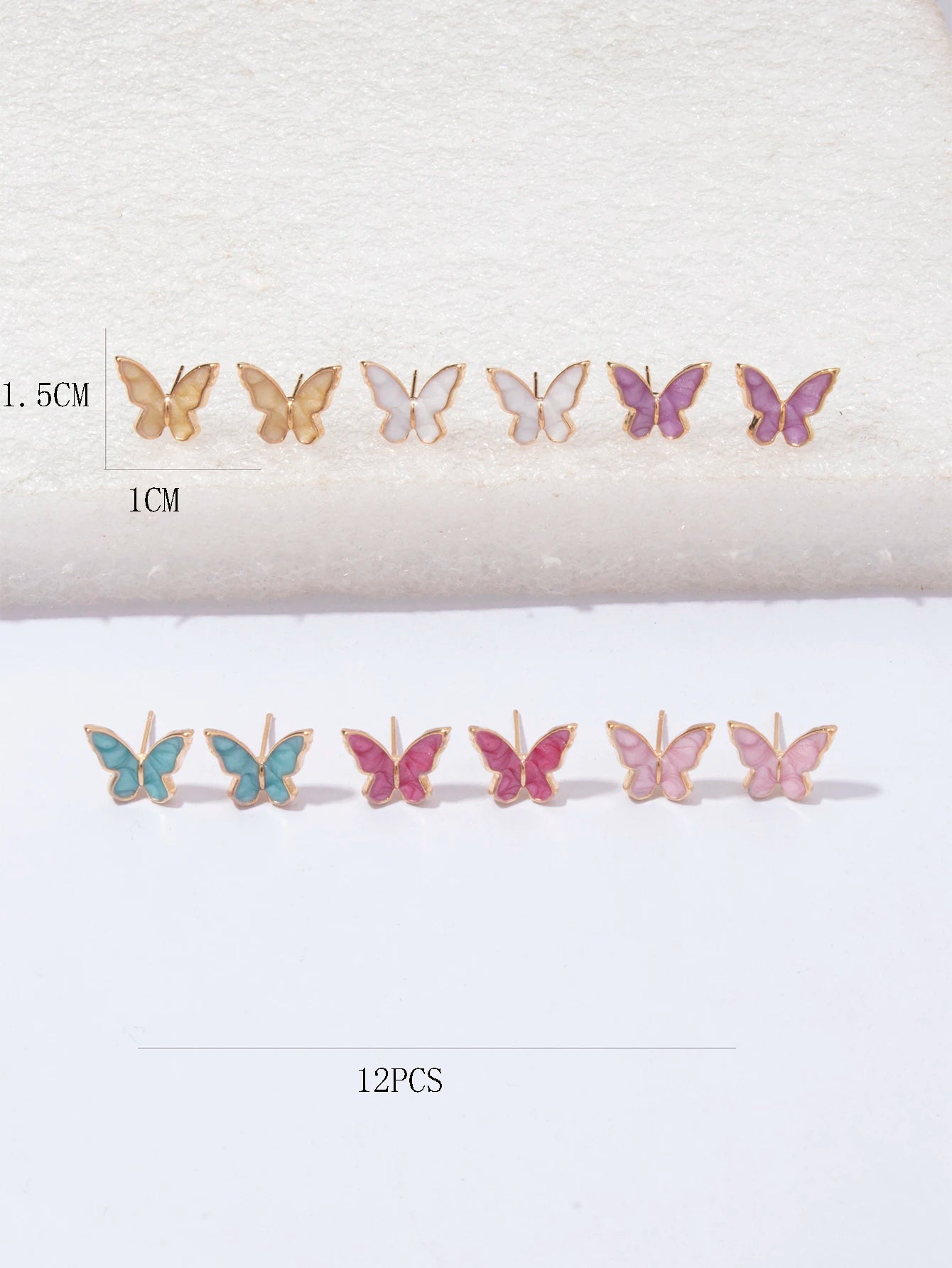 15380 2b-01-02 Pendientes Diseño Mariposa 6 Pares