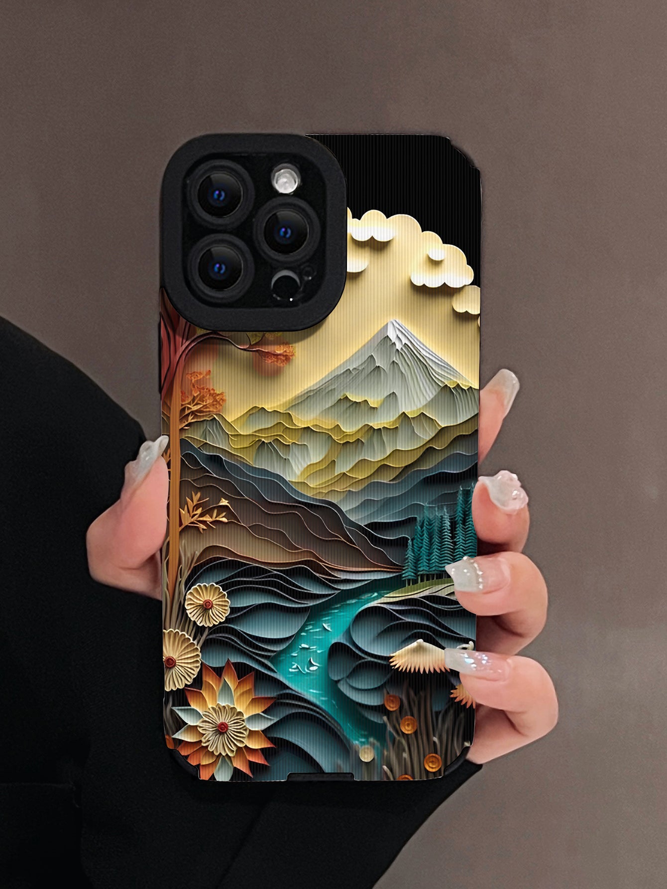 3876 2t-014 Funda para móvil montaña patrón