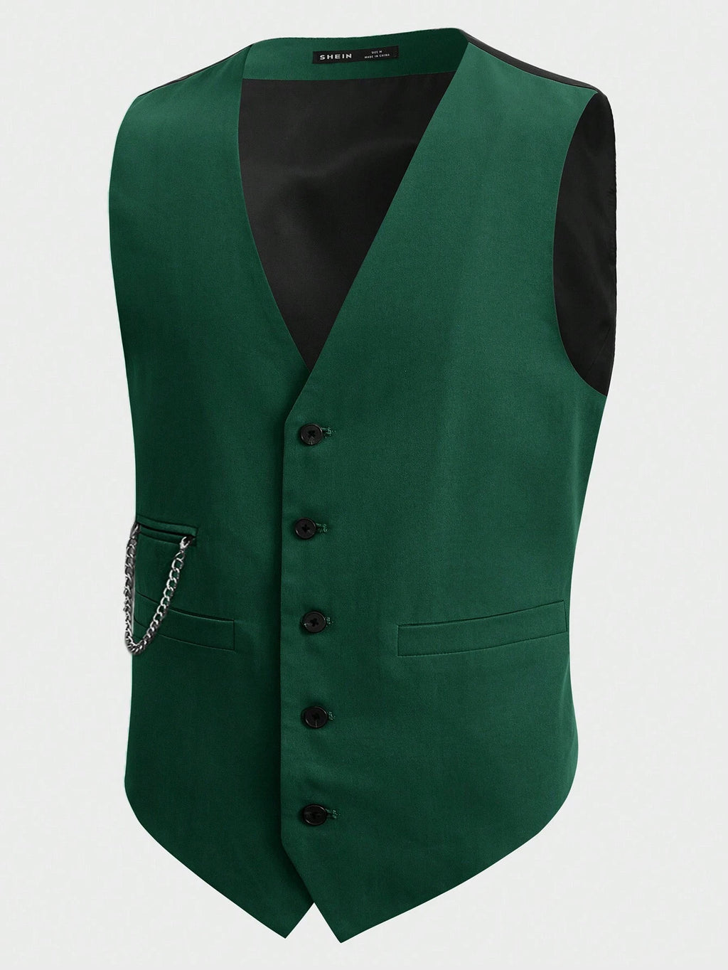 9187 1t-002 Chaleco con diseño de cadena con botón delantero