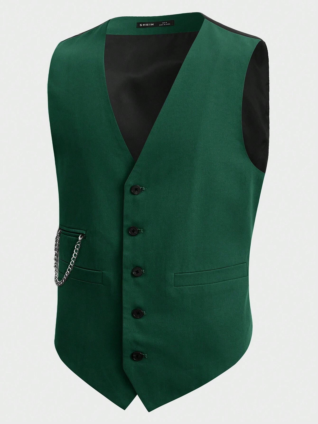 9187 1t-002 Chaleco con diseño de cadena con botón delantero