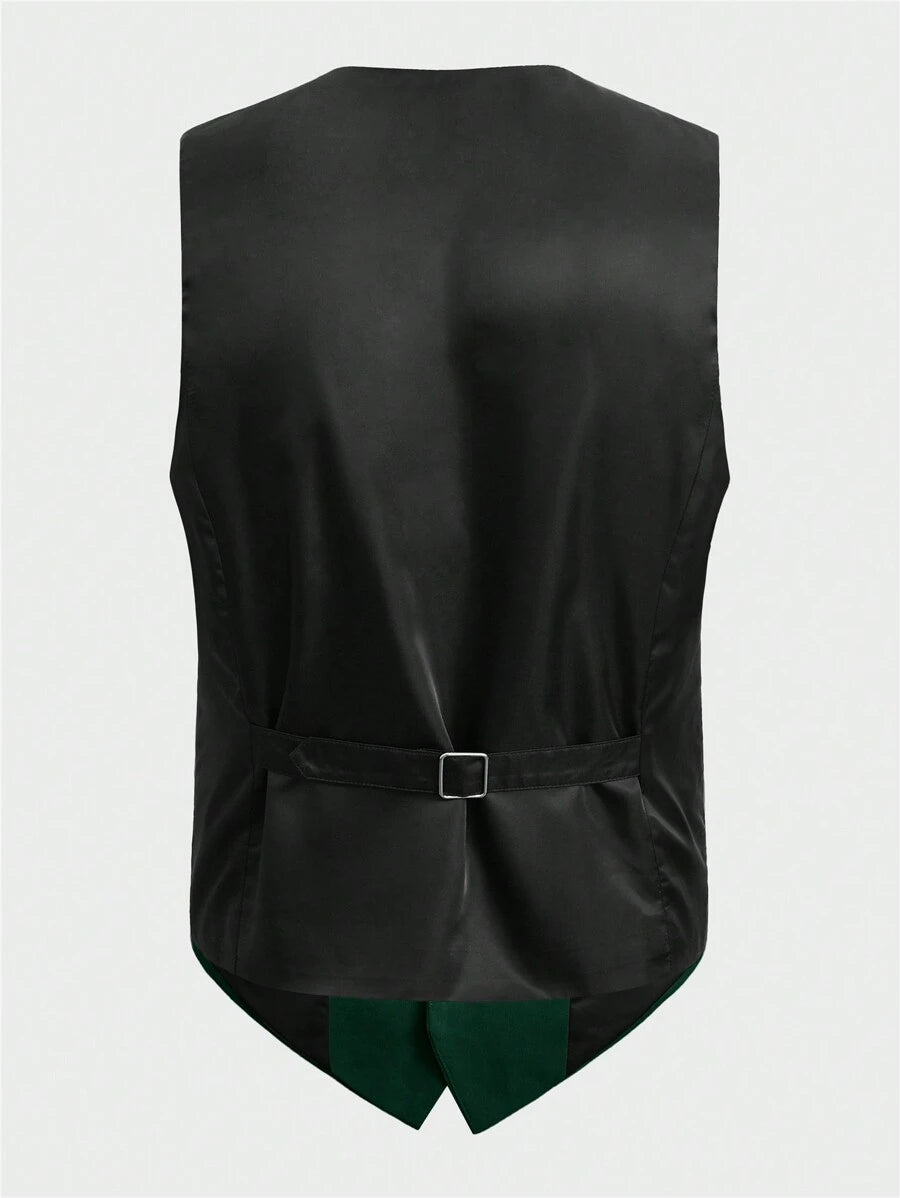 9187 1t-002 Chaleco con diseño de cadena con botón delantero