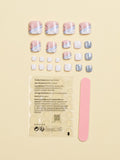 6083 1b-021  Kit de 24 uñas postizas para dedos de los pies de cobertura completa con purpurina azul bebé cuadrado corto de 24 piezas