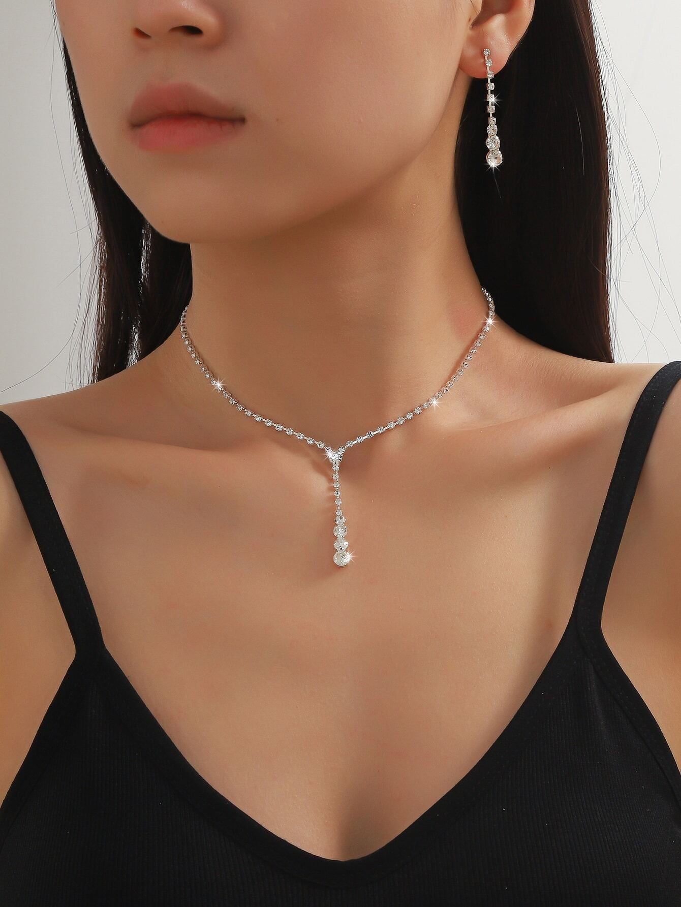 10035 1b-076 Set dos piezas Juego De Collar Largo y Pendientes