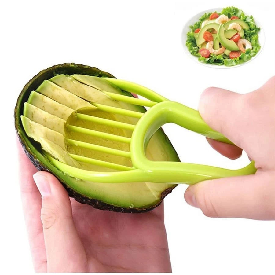 11673 1a-119 Rebanador de aguacate 3 en 1 Corer mantequilla Pelador de frutas Cortador pulpa Separador de plástico Cuchillo cocina vegetal Herramienta casa Accesorio