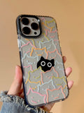6790 2t-014 Funda transparente para iPhone con diseño de gato de dibujos animados