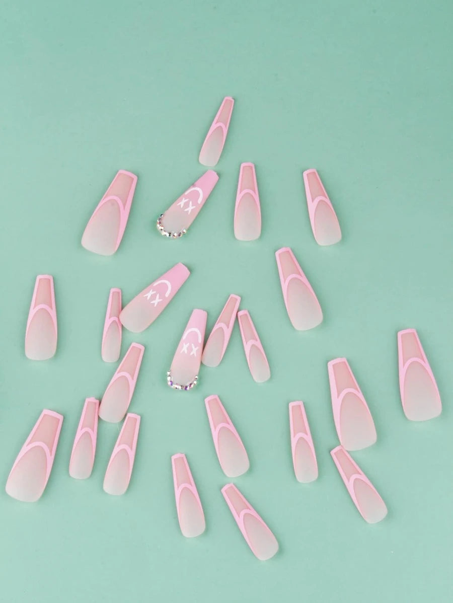 10964 b03-22 mate rosa sobre rosa prensa francesa en las uñas