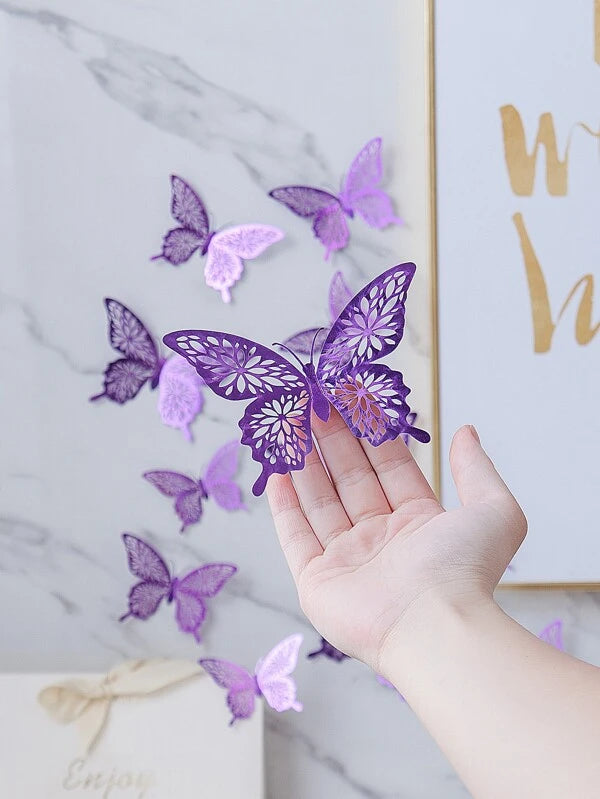8137 1b-02-05 con abertura púrpura Pegatina de mariposa Decoración
