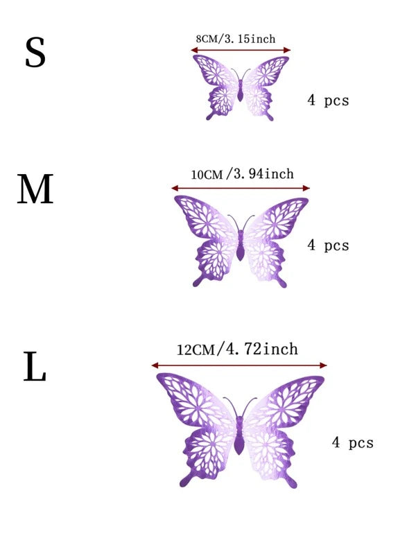 8137 1b-02-05 con abertura púrpura Pegatina de mariposa Decoración