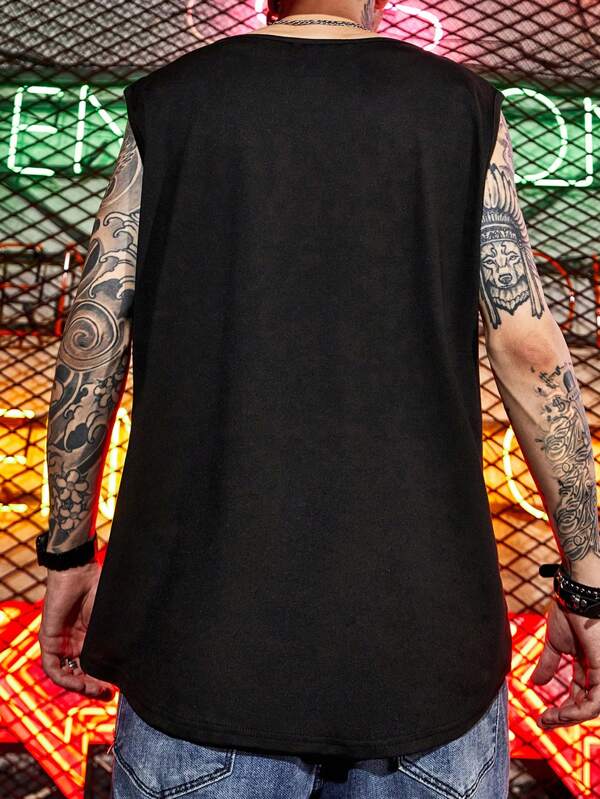 7791 1t-006 Top tank con estampado de slogan