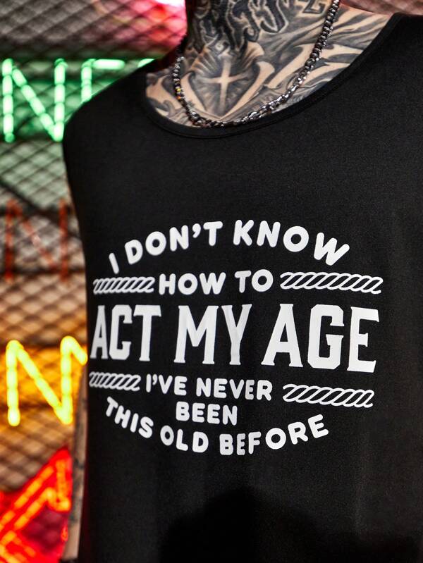 7791 1t-006 Top tank con estampado de slogan