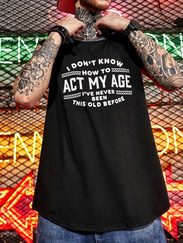 7791 1t-006 Top tank con estampado de slogan