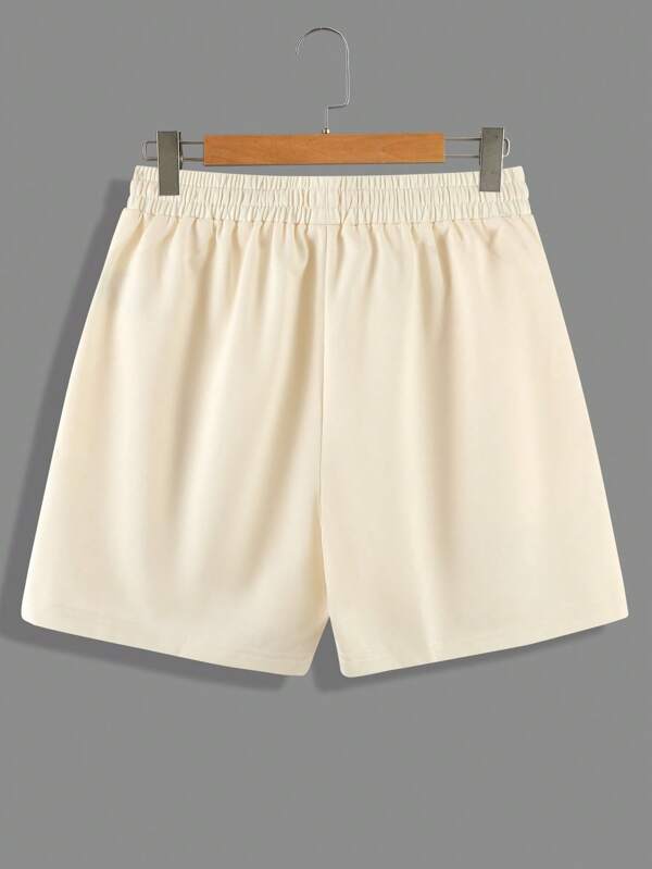 6989 1t-012 Shorts con estampado de slogan de cintura con cordón