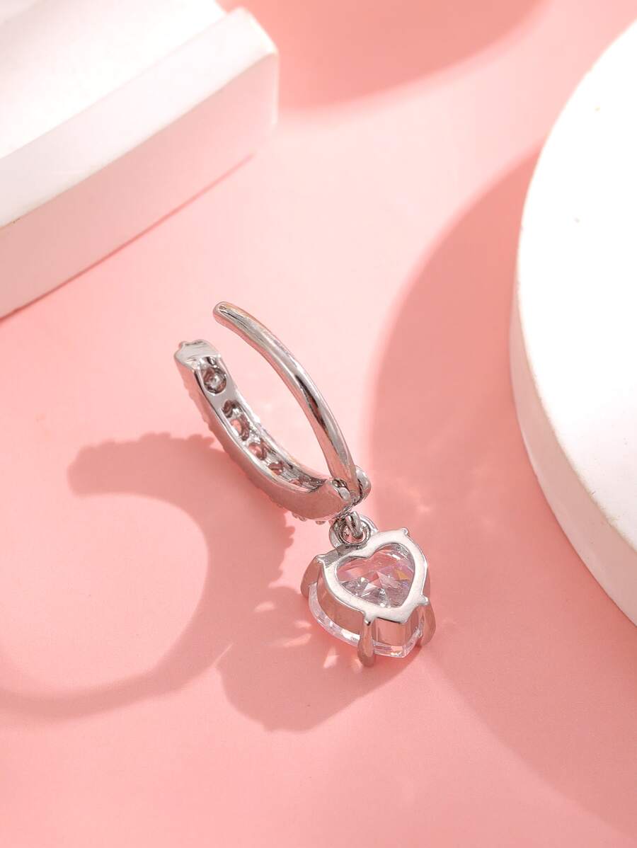 10008 1b-031 Anillo de ombligo de cristal CZ en forma de corazón con barra colgante