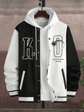 6189 a01-12 Manfinity Sporsity Hombres Cazadora de universidad con estampado de letra de dos tonos