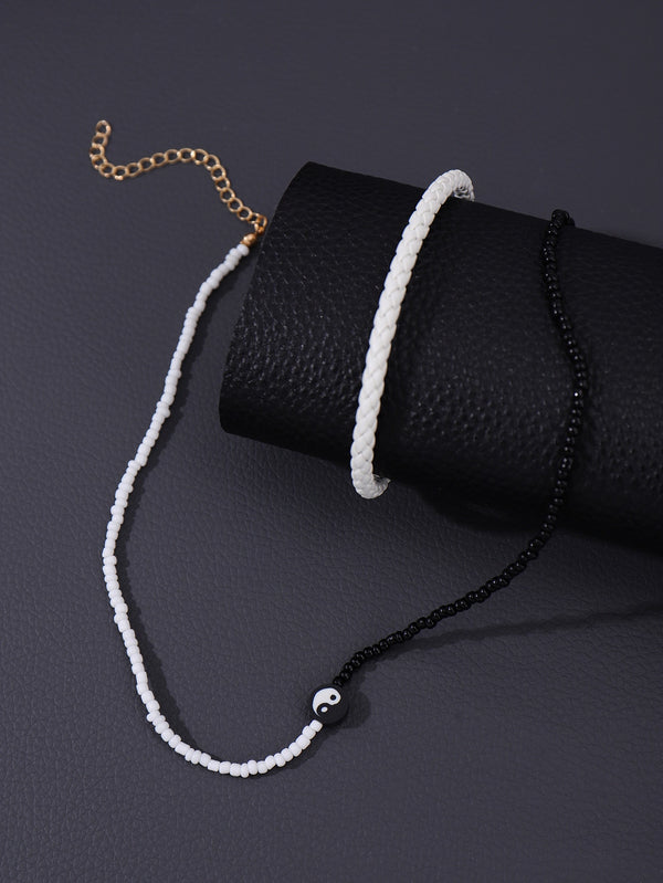3561 Collar 2 piezas minimalista moda negro con blanco unido