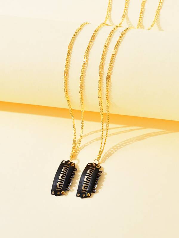 8116 1b-012 Set 2 piezas trenzas de pelo elegante minimalista con diseño de cadena cabeza con cadena para & con cuenta pelo anillos & clips & trenzado de metal unisex