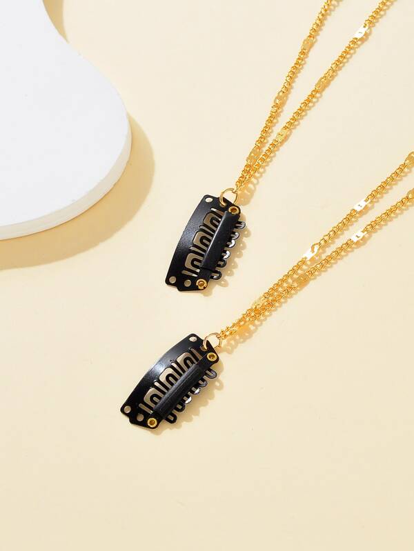 8116 1b-012 Set 2 piezas trenzas de pelo elegante minimalista con diseño de cadena cabeza con cadena para & con cuenta pelo anillos & clips & trenzado de metal unisex