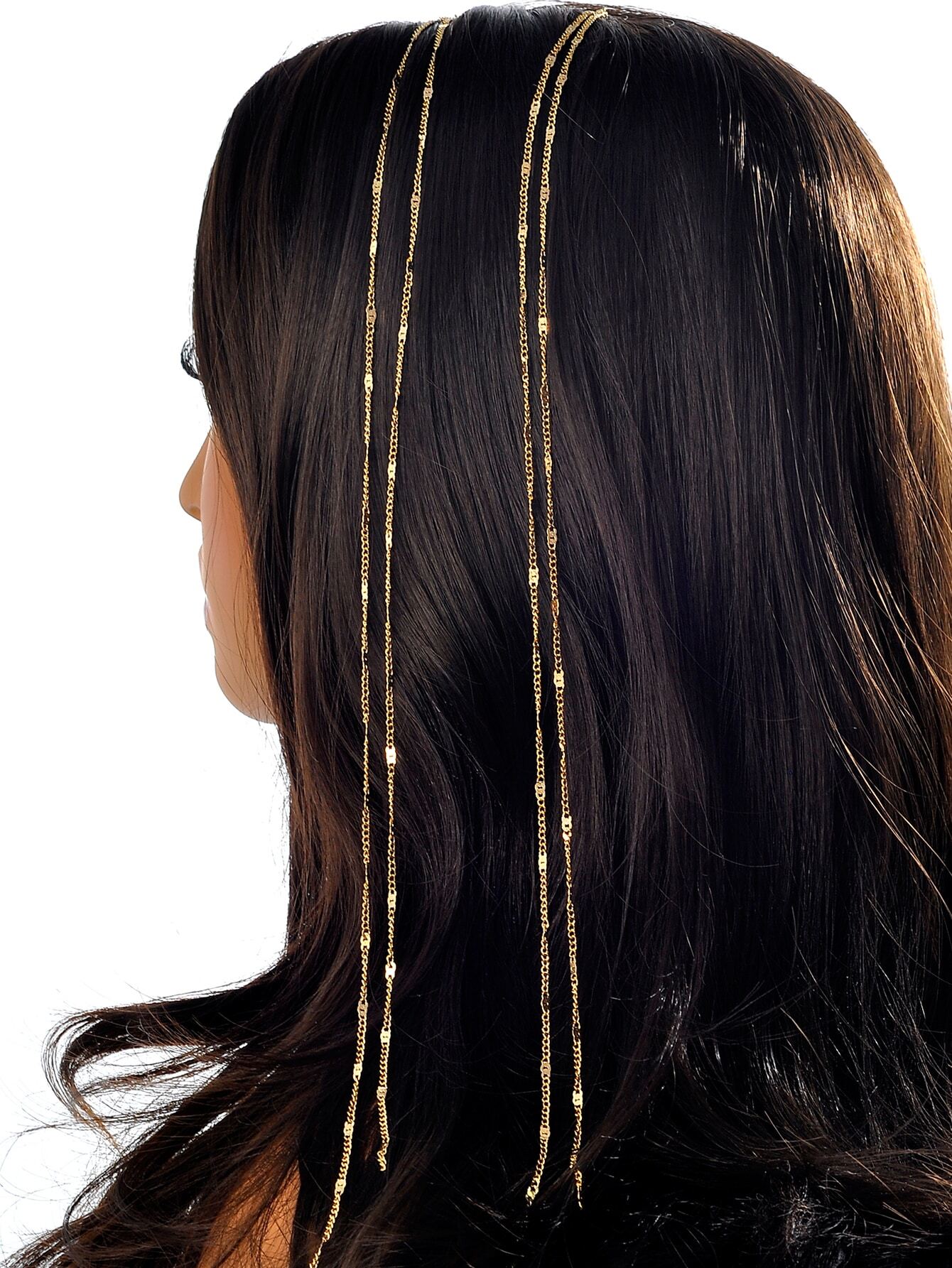 8116 1b-012 Set 2 piezas trenzas de pelo elegante minimalista con diseño de cadena cabeza con cadena para & con cuenta pelo anillos & clips & trenzado de metal unisex