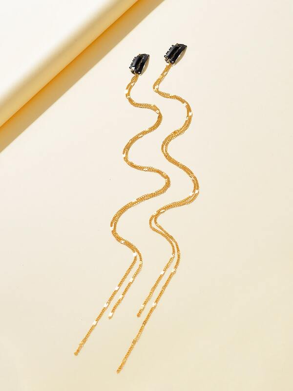 8116 1b-012 Set 2 piezas trenzas de pelo elegante minimalista con diseño de cadena cabeza con cadena para & con cuenta pelo anillos & clips & trenzado de metal unisex