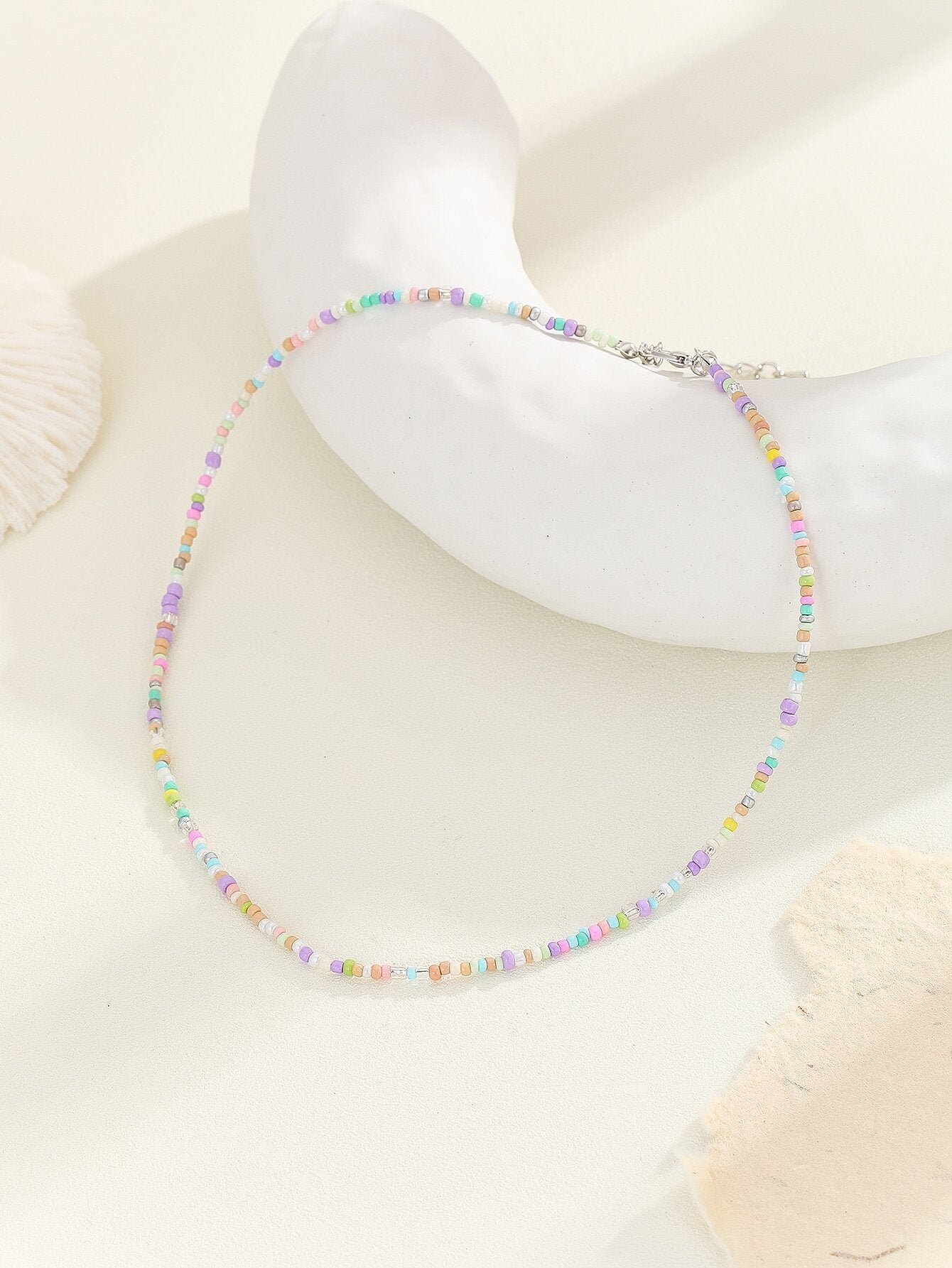 7947 b03-18 Una pieza Collar único multicolor arroz cuenta adecuado para mujeres