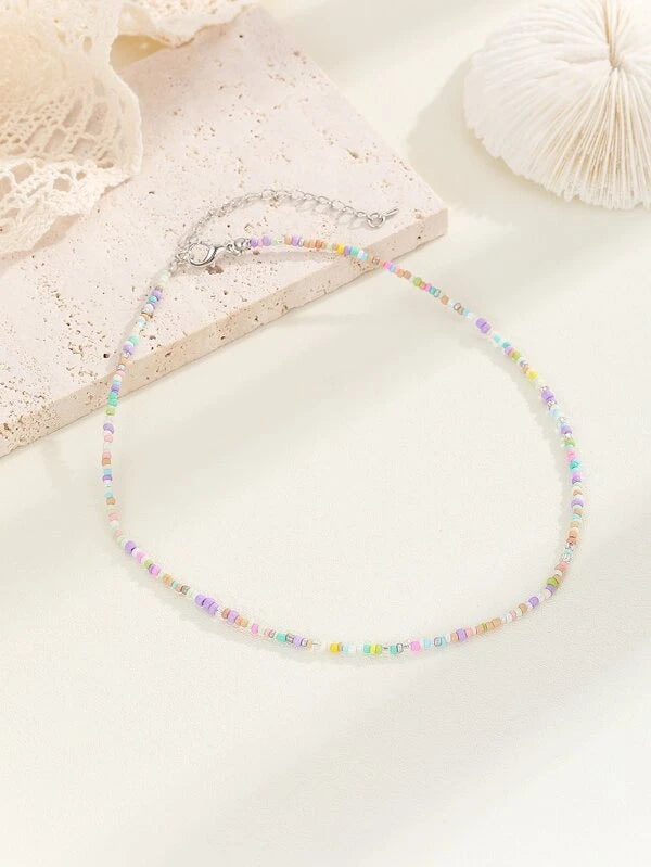 7947 b03-18 Una pieza Collar único multicolor arroz cuenta adecuado para mujeres