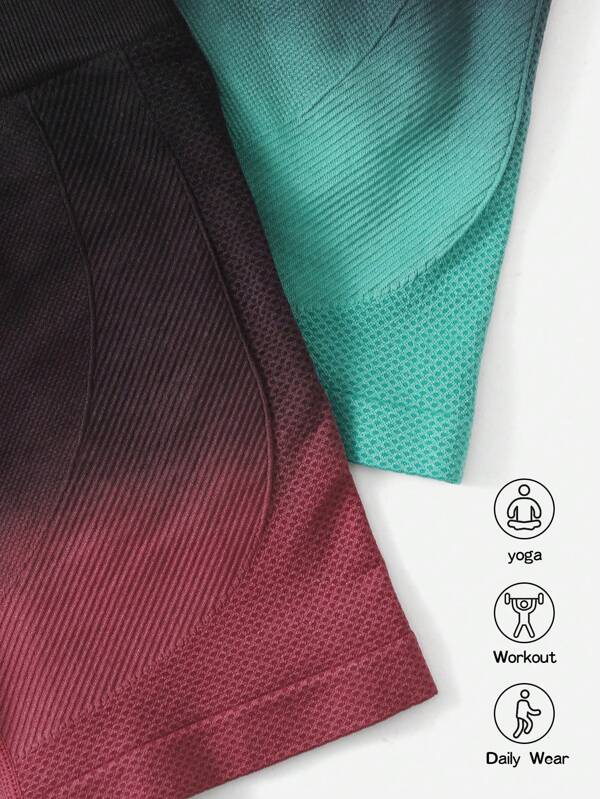 6532 1t-395 Shorts deportivos transpirable suave de ombré de cintura ancha