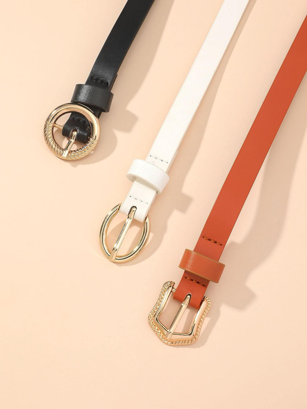 10205 1a-026 Una Pieza Cinturón delgado con con hebilla redonda