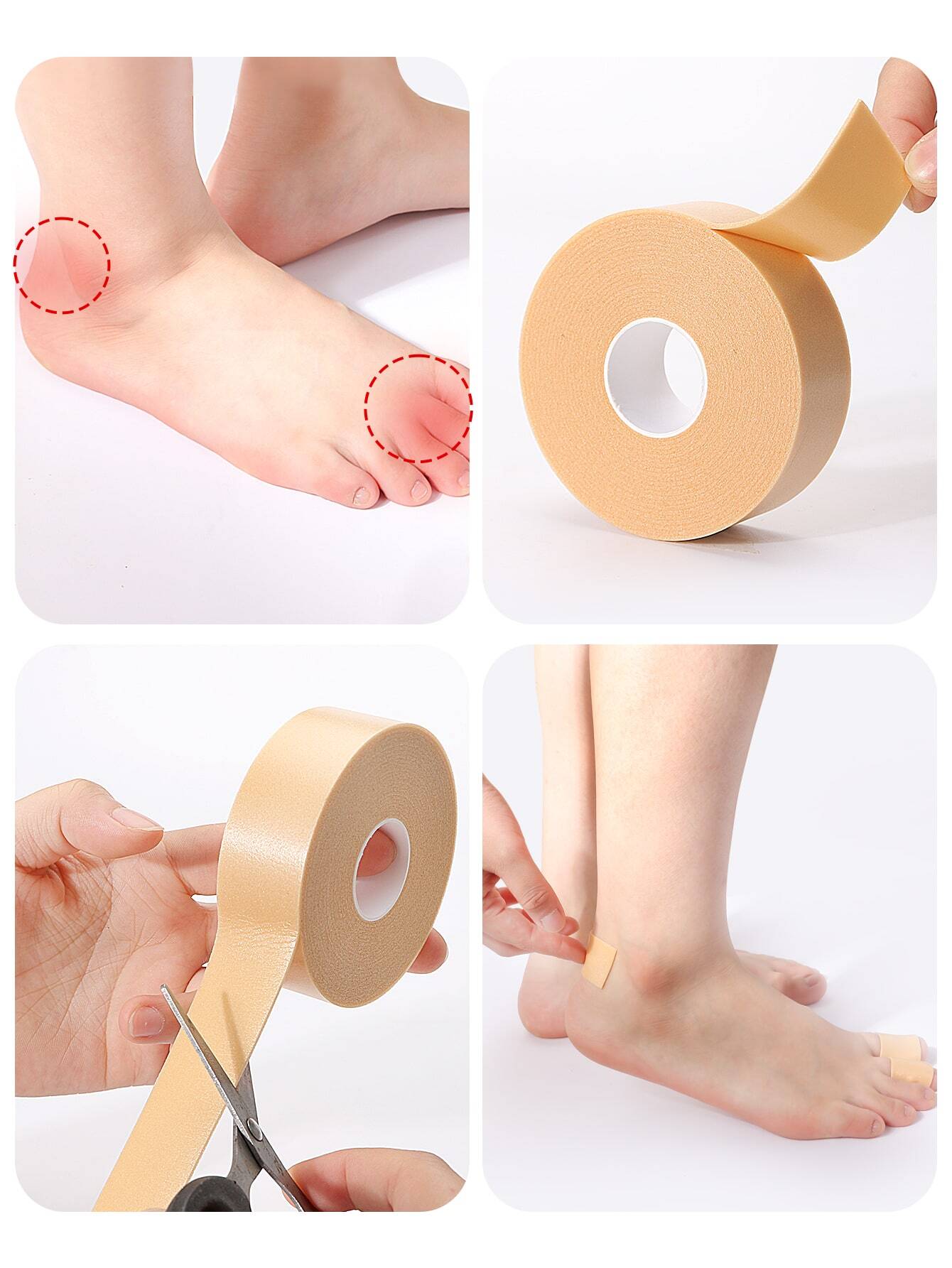 6113 a06-07 Rollo cinta Adhesivo prevención cinta anti desgaste Almohadillas de talón Espuma cinta impermeable para de punta Zapatos mano pie tacón Protector de dedos prevención piel pies rozaduras