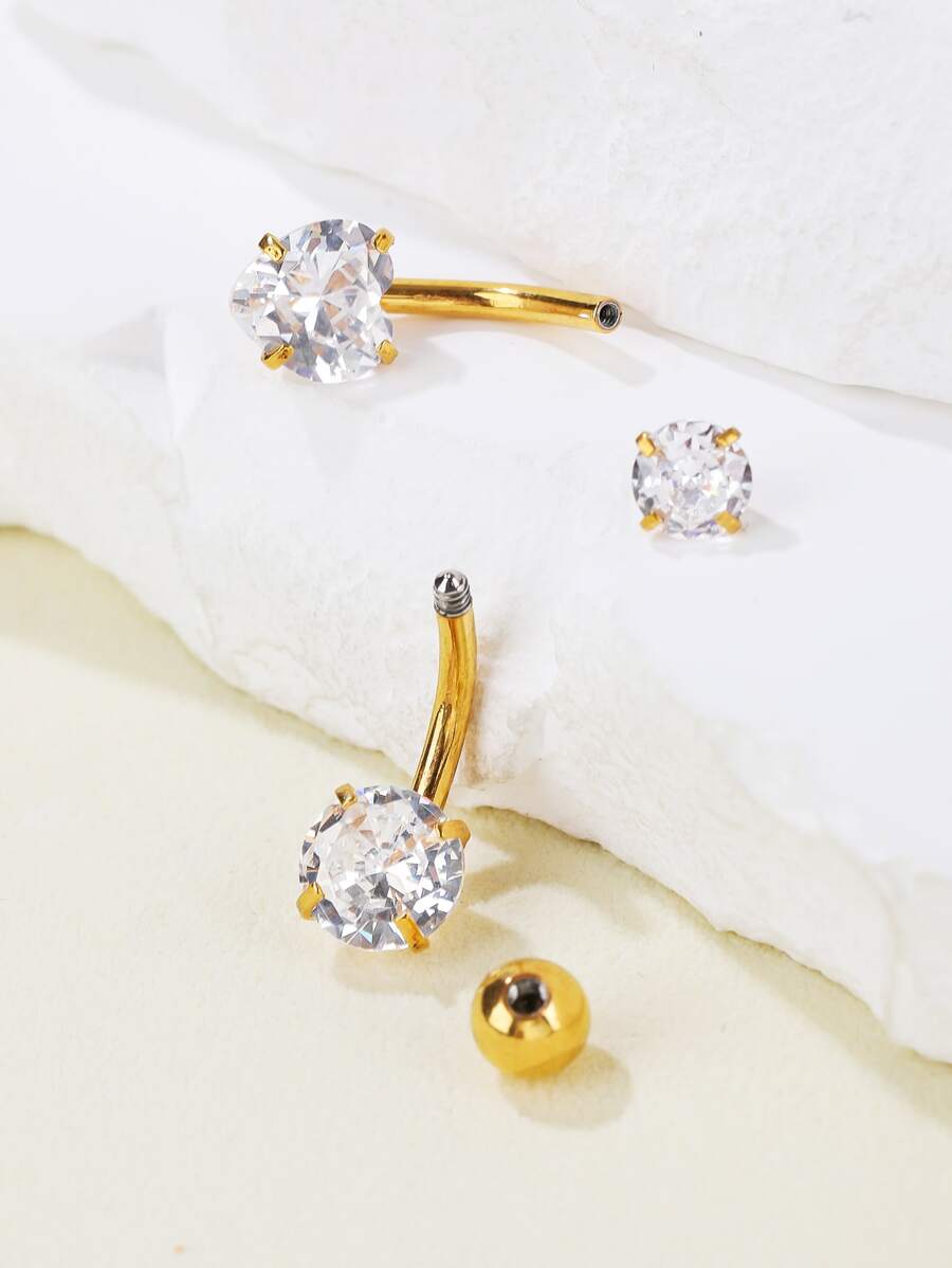 10007 1b-031 Dos Piezas de piercing de ombligo De Acero Inoxidable