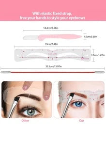 11400 1b-007 3 piezas ceja Herramienta Set - incluido 12 reutilizable ceja plantillas