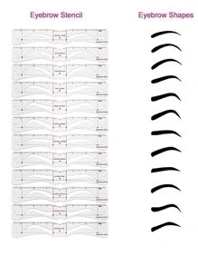 11400 1b-007 3 piezas ceja Herramienta Set - incluido 12 reutilizable ceja plantillas