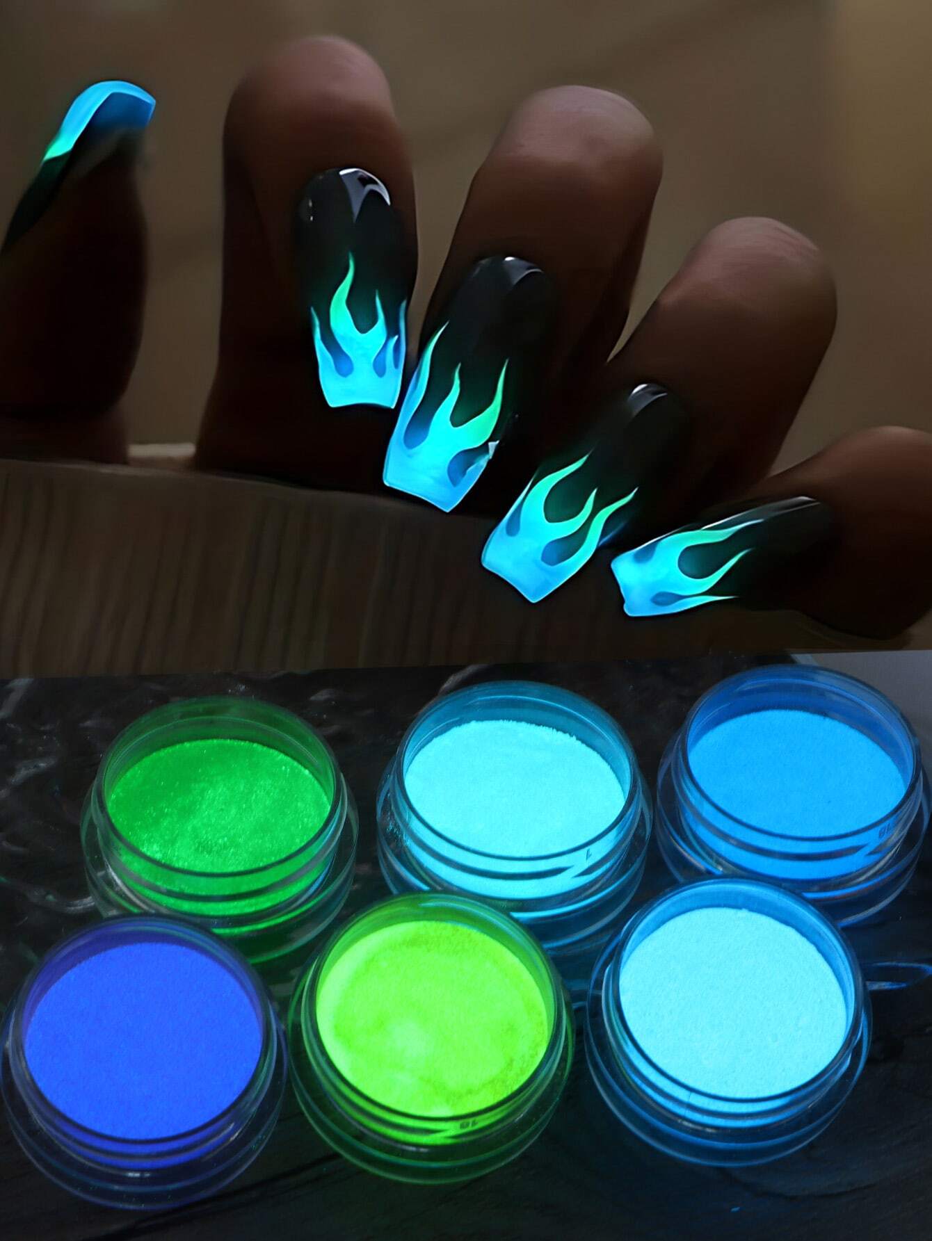 13382 1b-014 Botellas de polvo de uñas 6 Pzas