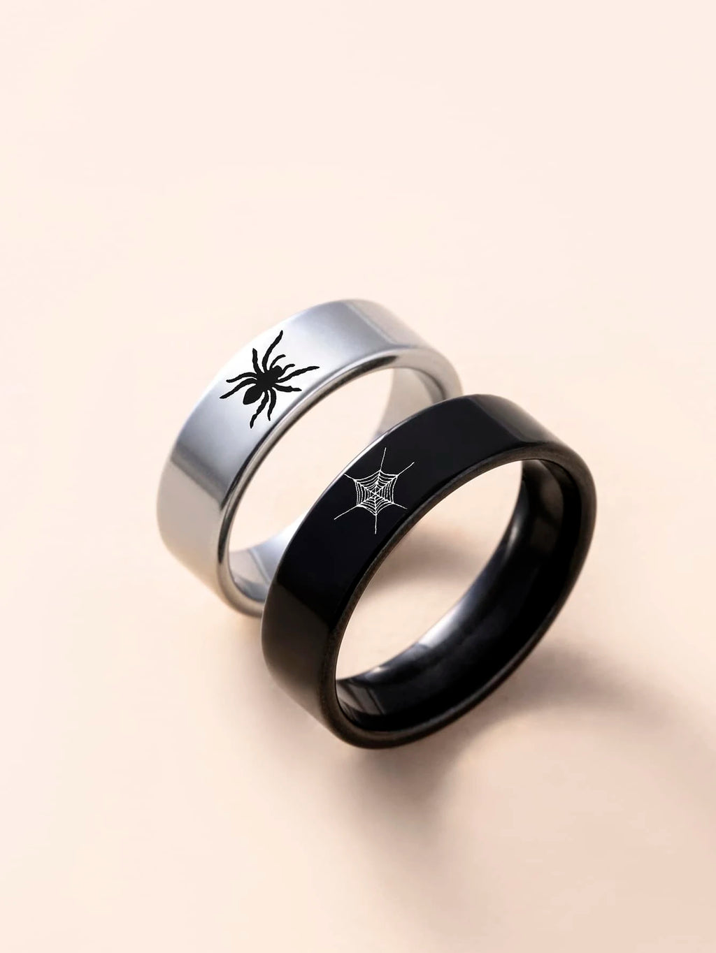14968 1b-01-07 Anillo de pareja patrón de araña 2 Pzas