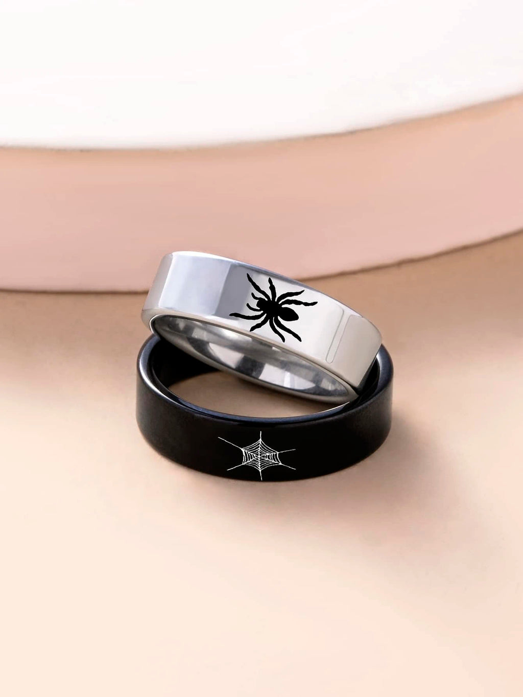 14968 1b-01-07 Anillo de pareja patrón de araña 2 Pzas