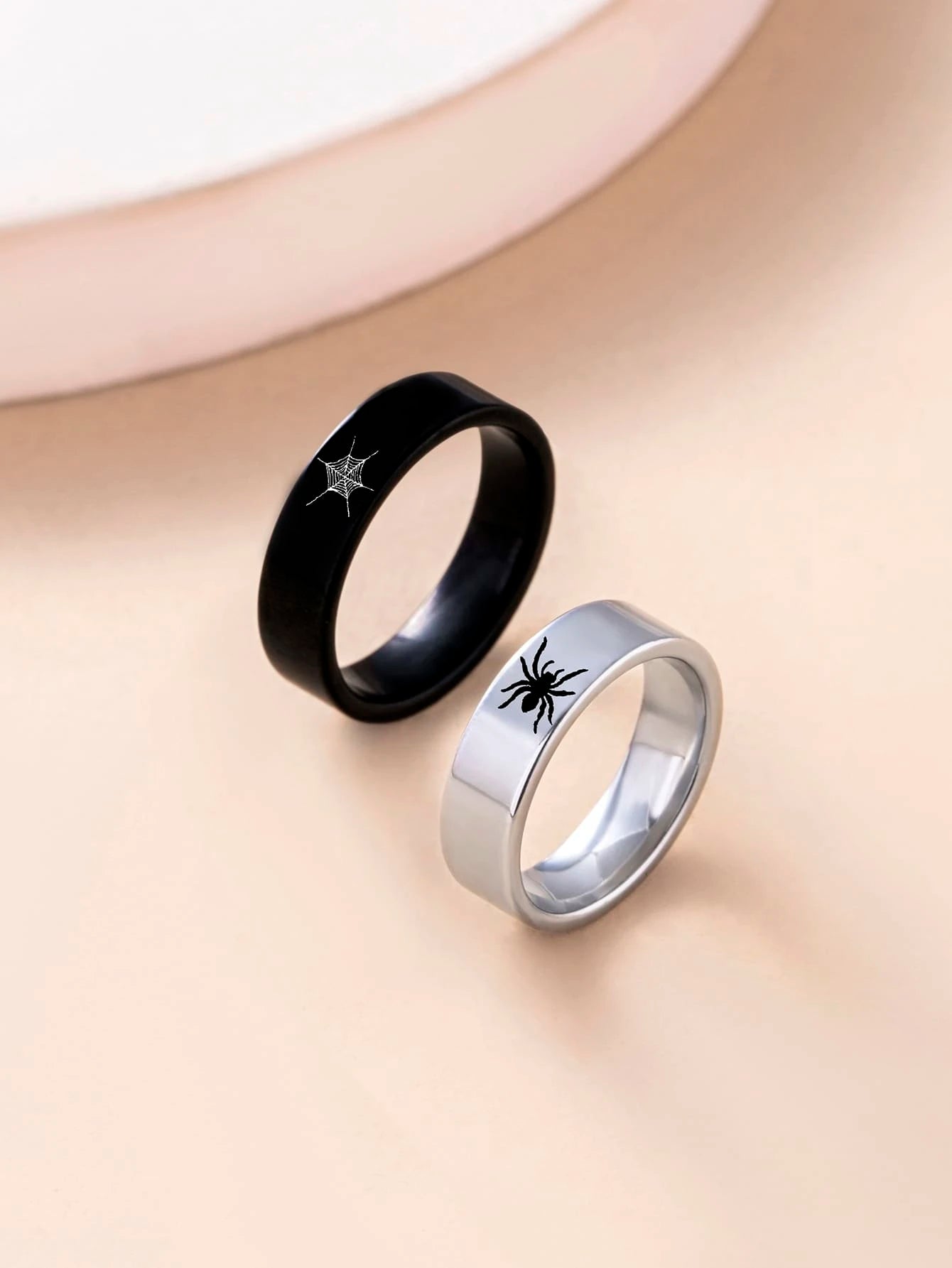 14968 1b-01-07 Anillo de pareja patrón de araña 2 Pzas