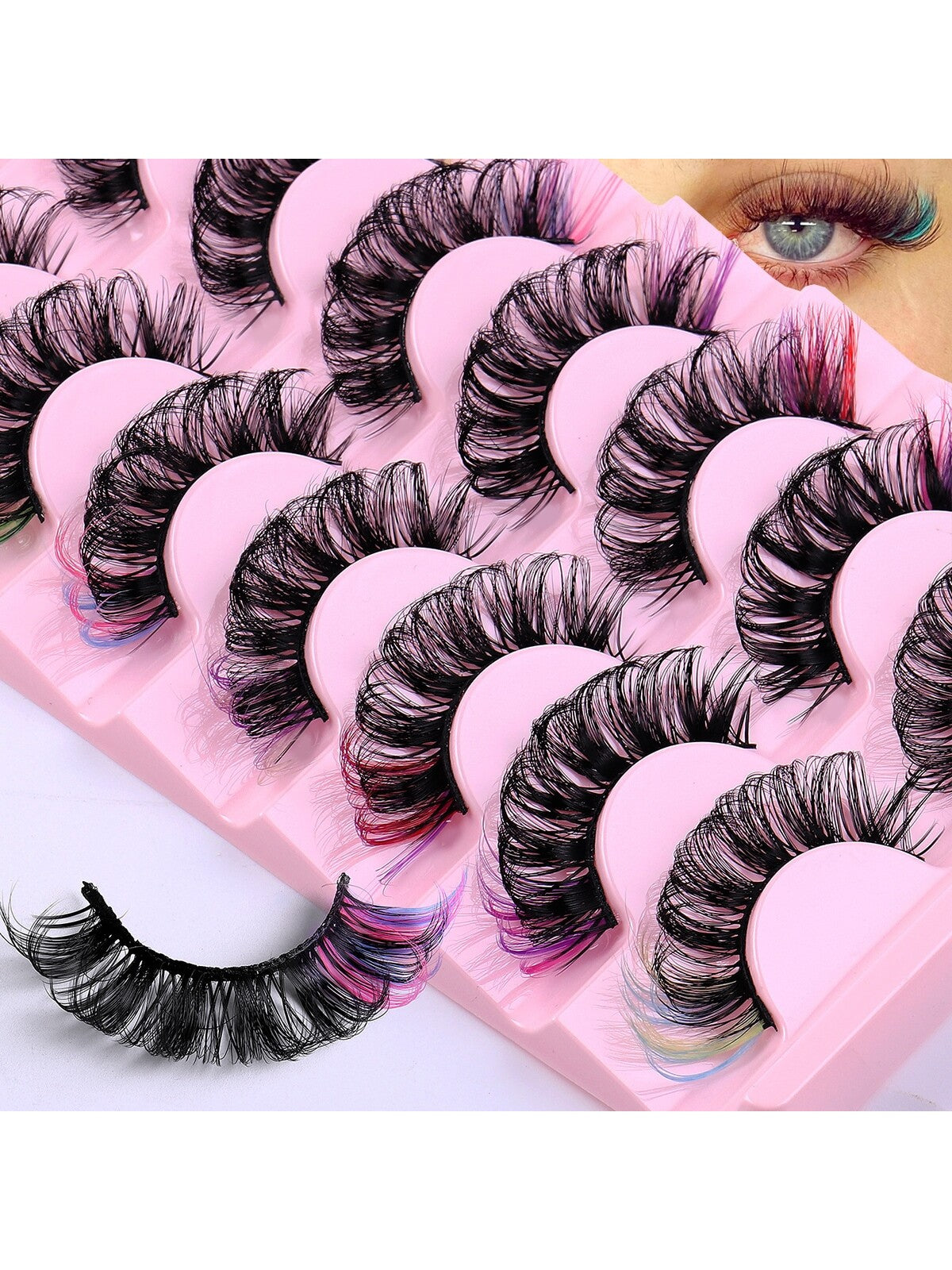 5570 1b-144 Pestañas color latigazo 8d de colores tenue mullido