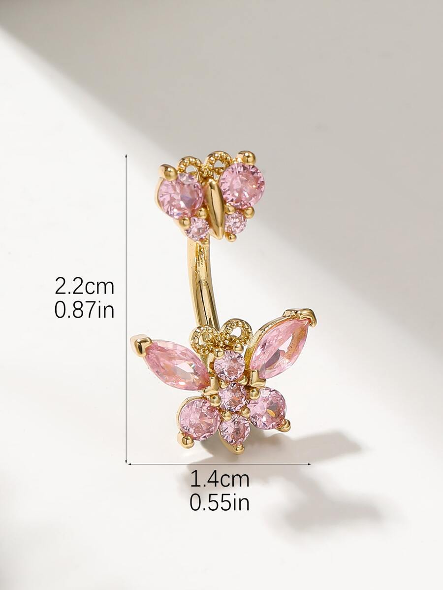 15279 1b-052 Anillo de ombligo A de moda lujoso rosado zirconia