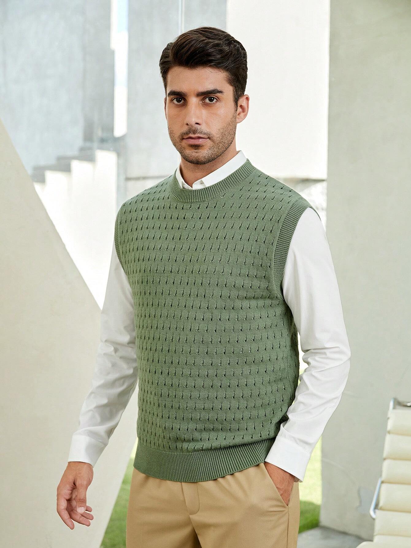 7754 2a-02-10 Chaleco de punto unicolor sin camisa para hombre
