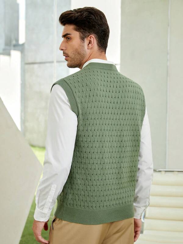 7754 2a-02-10 Chaleco de punto unicolor sin camisa para hombre