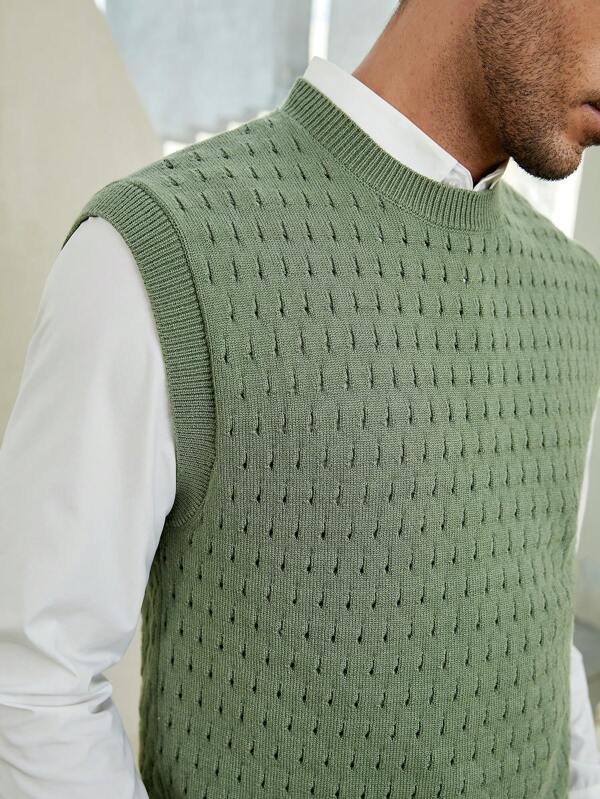 7754 2a-02-10 Chaleco de punto unicolor sin camisa para hombre