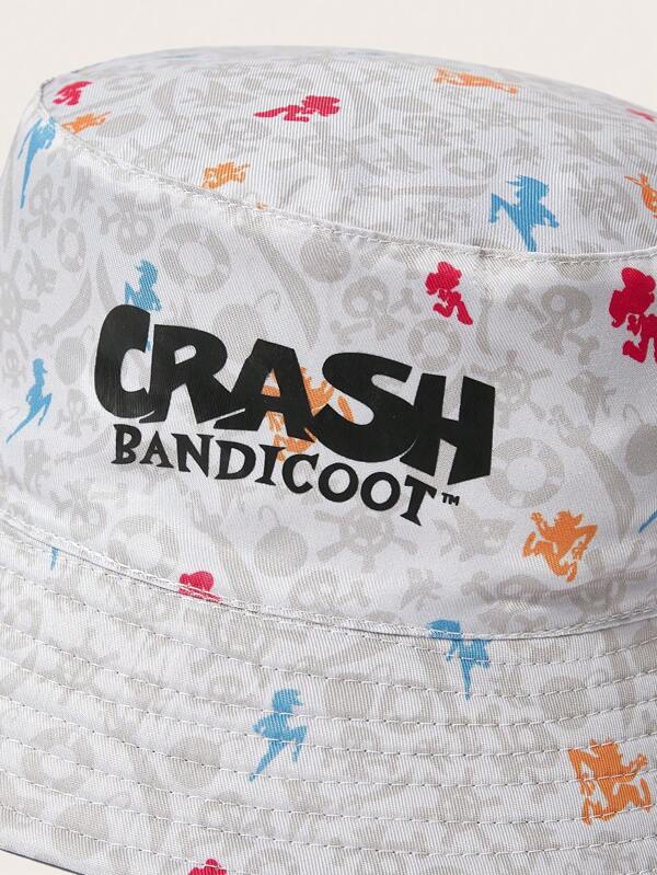 3943 1c-022 Sombrero cubo con letra con estampado de dibujos animados