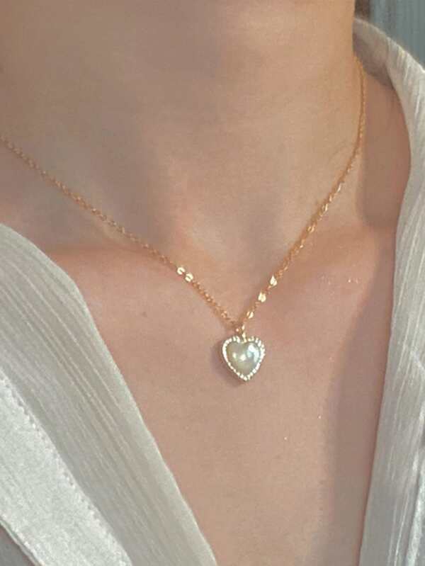 7941 b03-18 Una pieza Collar de moda con diamante de imitación Love colgante de corazón para día festivo