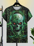 6581 1t-006 Camiseta estampado de cráneo & rayo